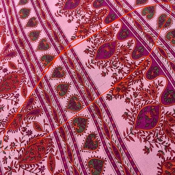 INC International Concepts Pink Silk Paisley Floral Heart Pattern Midi Skirt 14 - Picture 6 of 8